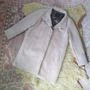 🐆Tan pea coat with leopard print lining🐆